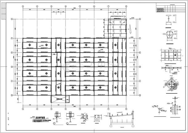 青岛市某大型多层钢厂房结构施工CAD布置图-图一