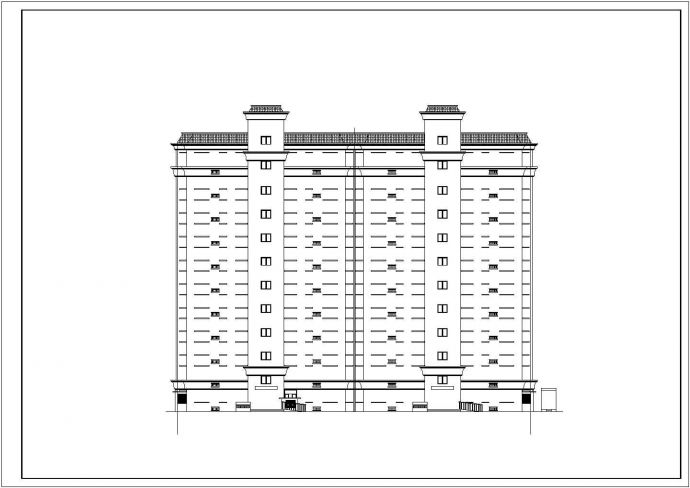 某城市一梯两户高档公寓建筑设计施工CAD图纸_图1