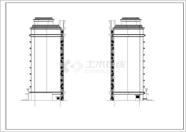 某城市一梯两户高档公寓建筑设计施工CAD图纸-图二