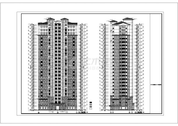 某城市两梯四户高档公寓建筑设计施工CAD图纸-图一