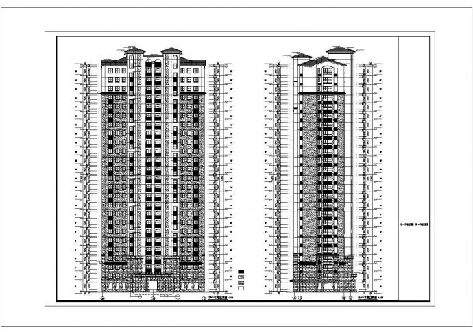 某城市两梯四户高档公寓建筑设计施工CAD图纸_图1