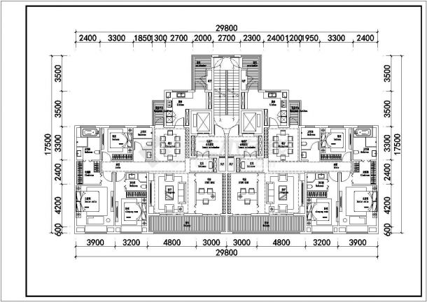 某地区高层标准户型住宅建筑设计施工CAD图纸-图二