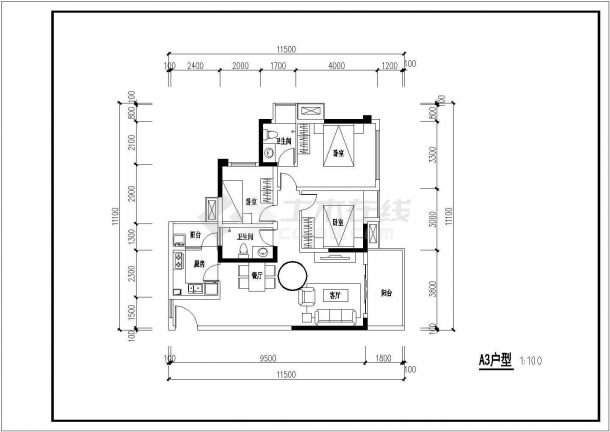 某地区经典拆分户型别墅建筑设计施工CAD图纸-图二