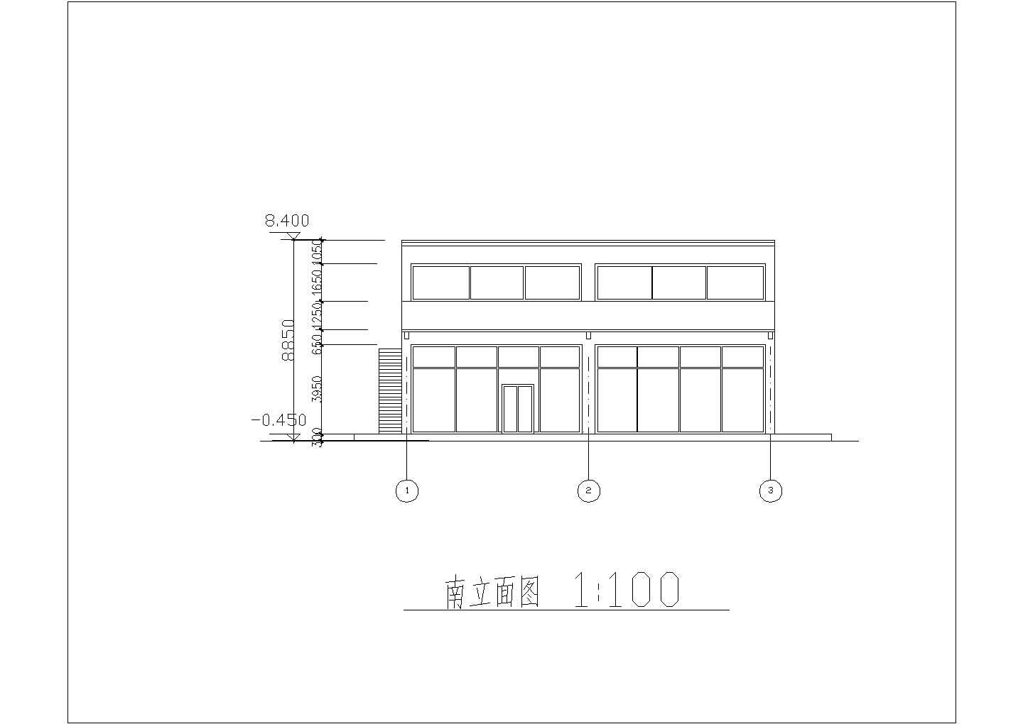 某地市区二层咖啡馆建筑方案图（含屋顶平面图，设计说明）