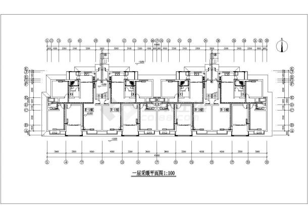 某6层多层住宅楼暖通设计施工图（1梯2户2单元 长45.6米 宽12.5米）-图一