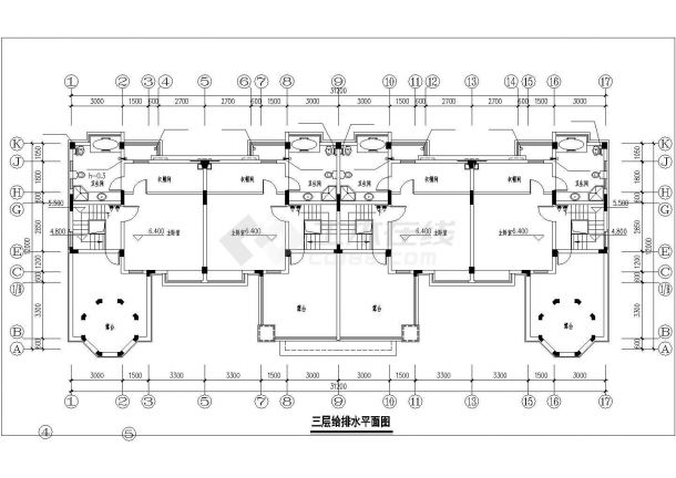 太仓市沙溪镇某3层砖混结构单体私人别墅全套给排水设计CAD图纸-图一