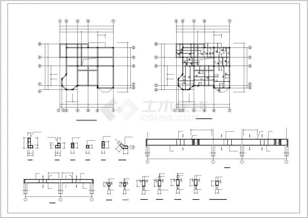 多层经典别墅建筑结构施工CAD图纸-图二