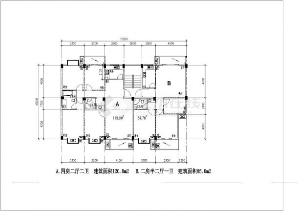 【昊天装饰公司】设计装修舒兰市某多层住宅户型图-图二