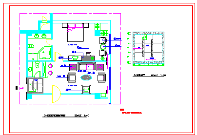 室内装修标准客房家私设计cad施工布置图-图二