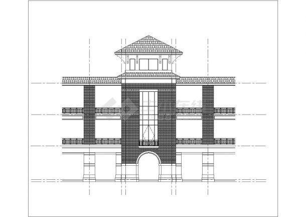 天津市某大学附属中学4层框架结构图书馆全套建筑设计CAD图纸-图二