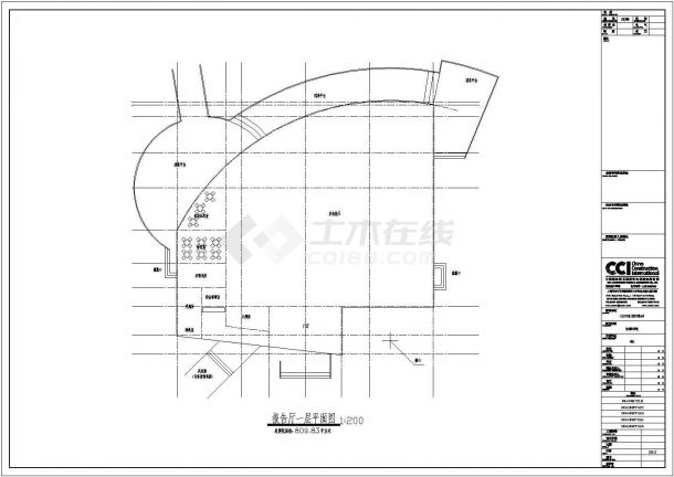 苏州市某大学800平米单层框架结构学术报告厅建筑设计CAD图纸-图二