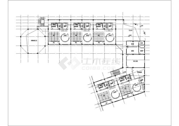 西宁市某社区2870平米2层框架结构幼儿园平立剖面设计CAD图纸-图二
