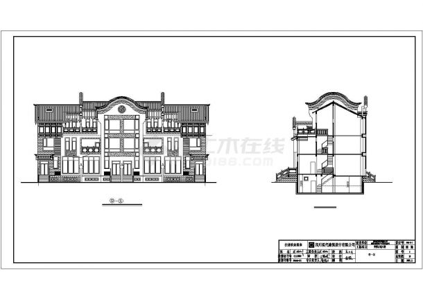 无锡市某社区990平米3层砖混结构三拼式住宅楼全套建筑设计CAD图纸-图二