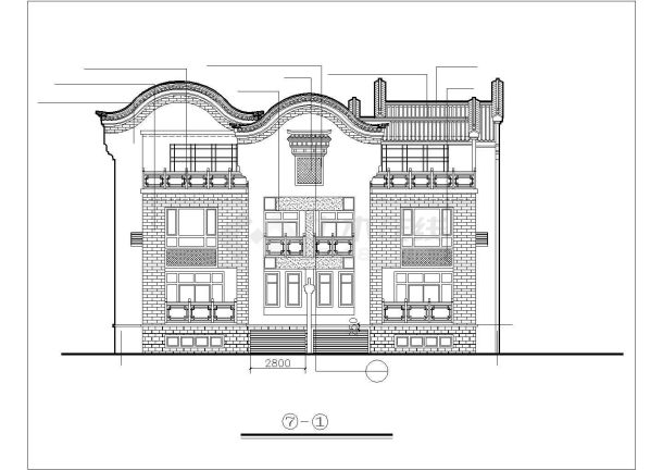 杭州某小区800平3层砖混结构双拼式住宅楼建筑设计CAD图纸（含地下室）-图一