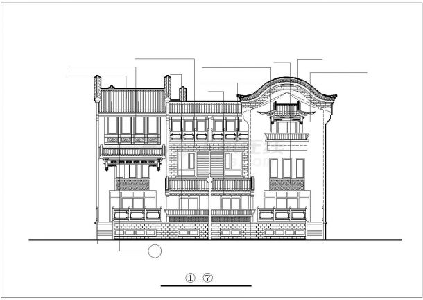 杭州某小区800平3层砖混结构双拼式住宅楼建筑设计CAD图纸（含地下室）-图二