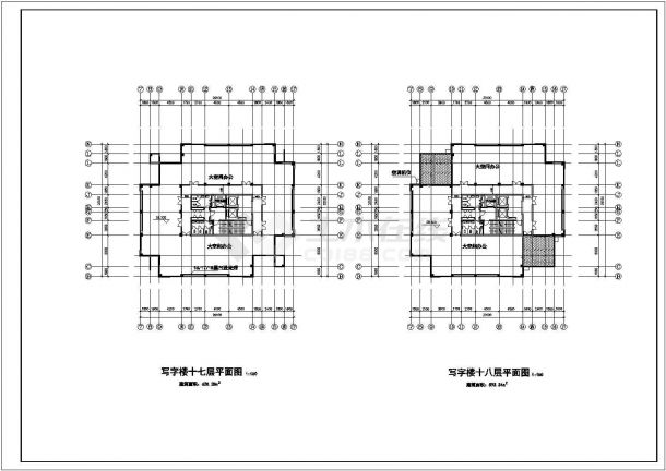 【昊天装饰公司】设计装修松原市某高层写字楼建筑设计cad图-图二
