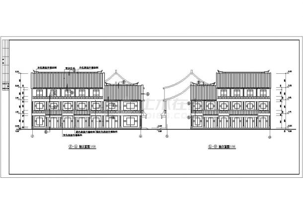 洛阳市某风景区内部2100平米仿古清式三层古典民居楼建筑设计CAD图纸-图二