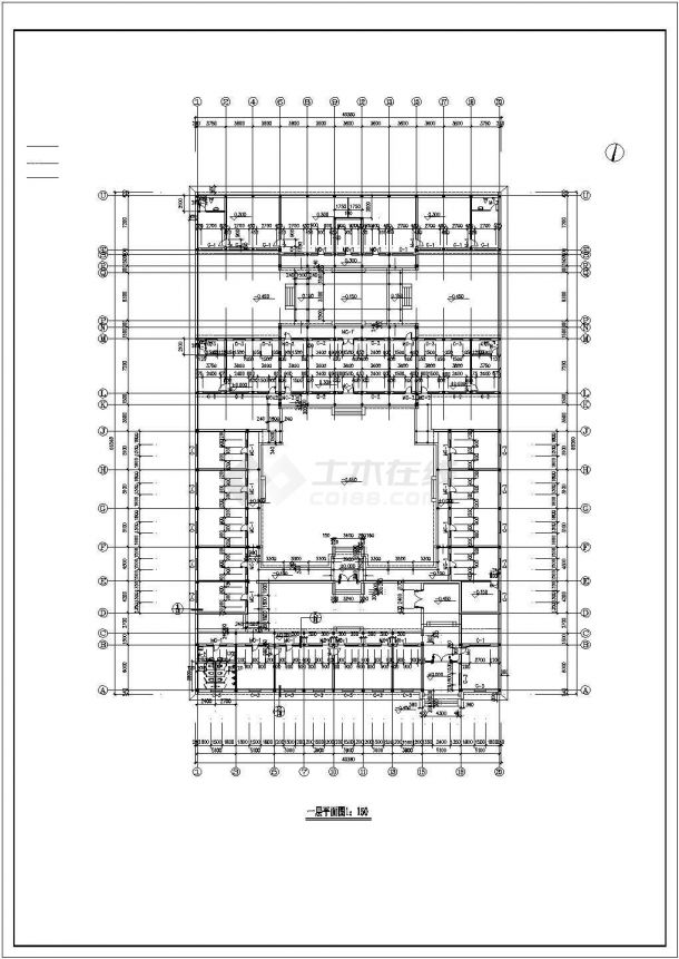 西安市南郊地区某单层砖混结构仿古四合院建筑设计CAD图纸-图一