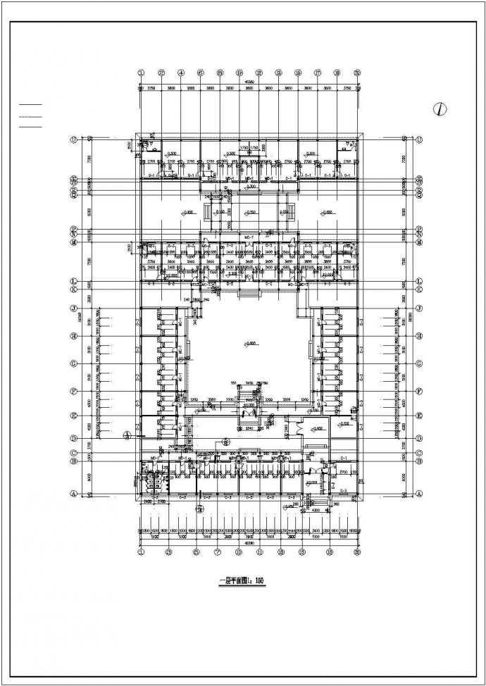 西安市南郊地区某单层砖混结构仿古四合院建筑设计CAD图纸_图1