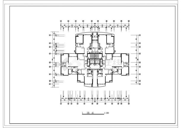 某地区4栋24-30高层住宅建筑设计CAD施工图（含小区建模）-图二