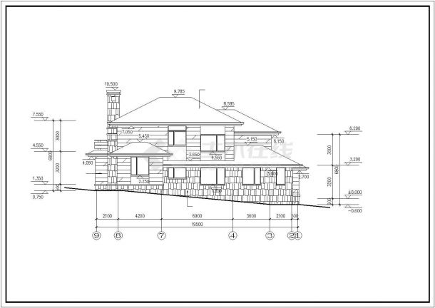 多层欧式风格别墅建筑施工CAD图纸-图一
