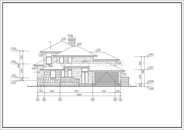 多层欧式风格别墅建筑施工CAD图纸-图二