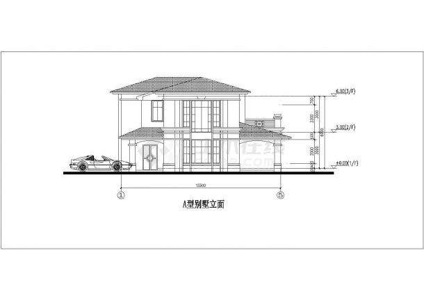 多层欧式风格别墅建筑施工CAD图纸-图一