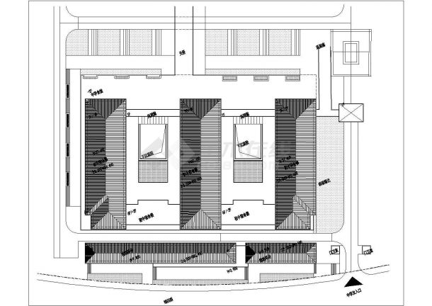 杭州市某大学7层框混结构连体式宿舍食堂一体楼建筑设计CAD图纸-图二