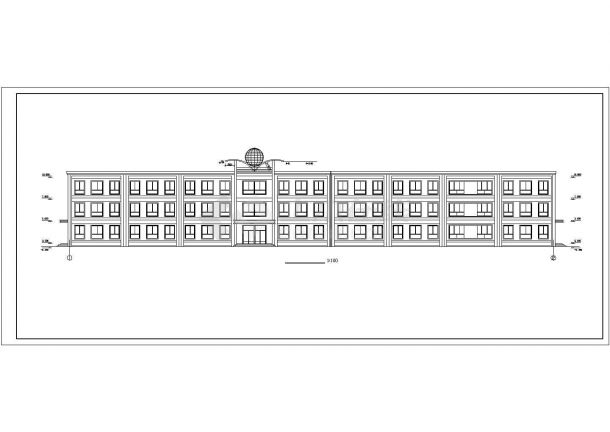西安市庄城新村村镇小学3层砖混结构教学楼全套建筑设计CAD图纸-图二