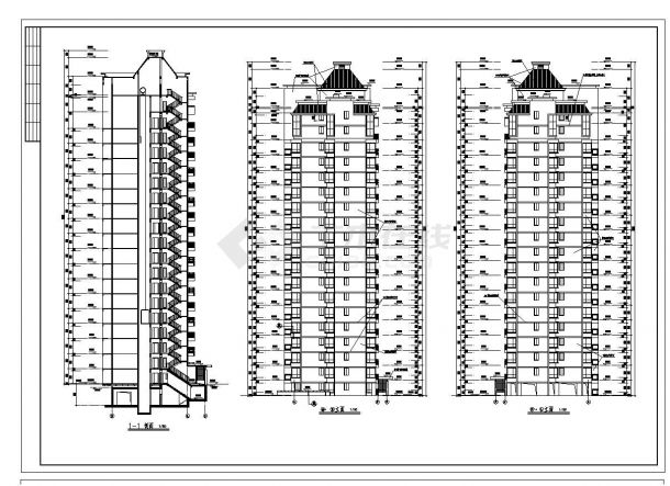 某城市高层住宅楼布置CAD详图-图一