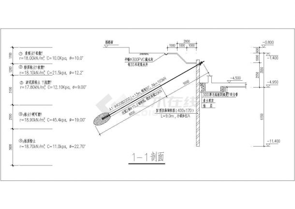 高层民用建筑岩土基坑围护结构设计CAD图-图一