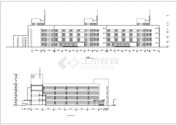 北京海淀区某实验小学5层框架结构教学楼全套建筑设计CAD图纸-图二
