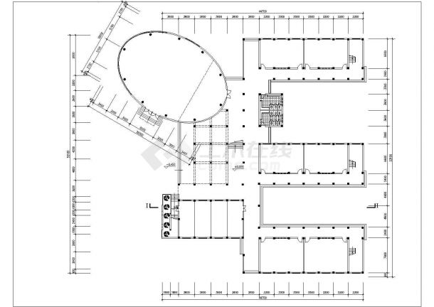 南通市第一中学3930平米3层框架结构教学楼全套建筑设计CAD图纸-图二