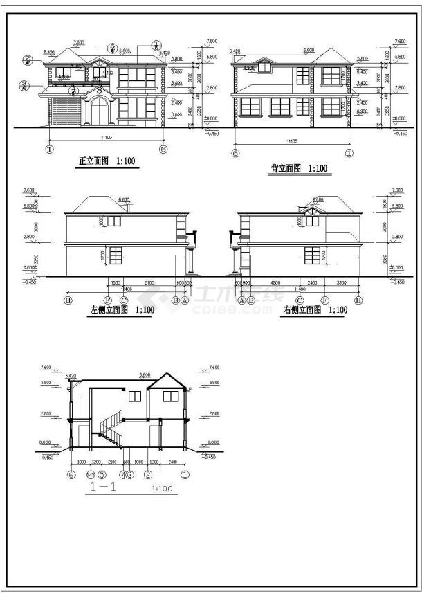 多层混凝土别墅施工CAD全套图纸-图一