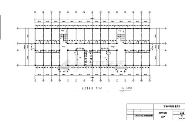 丽水市某实验中学4900平米6层框架结构学生宿舍楼建+结构设计CAD图纸-图二