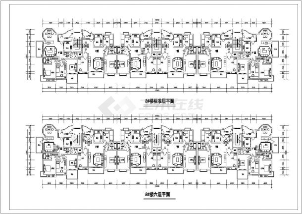 【苏州】某地高档小区8#多层住宅楼全套建筑施工设计cad图纸-图二