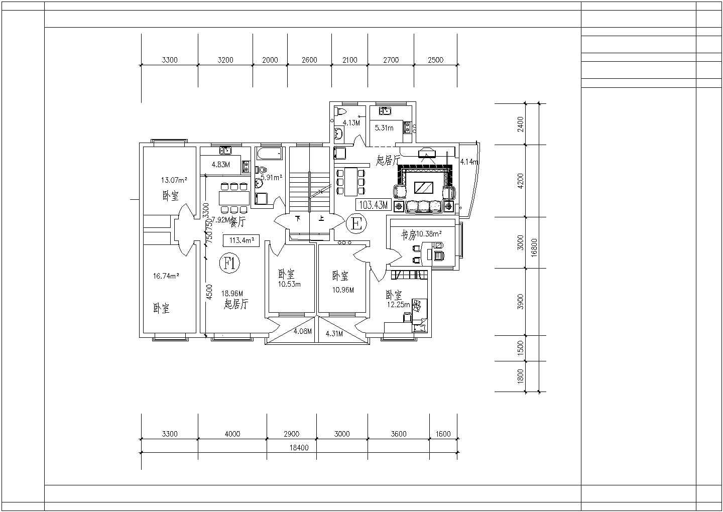 100至110平米住宅户型设计图【1梯2户共4种设计 每户100至110平米之间】