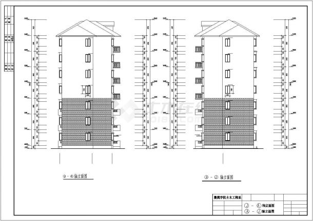 南通市御岸花苑小区七层框架结构民居住宅楼建筑设计CAD图纸-图二