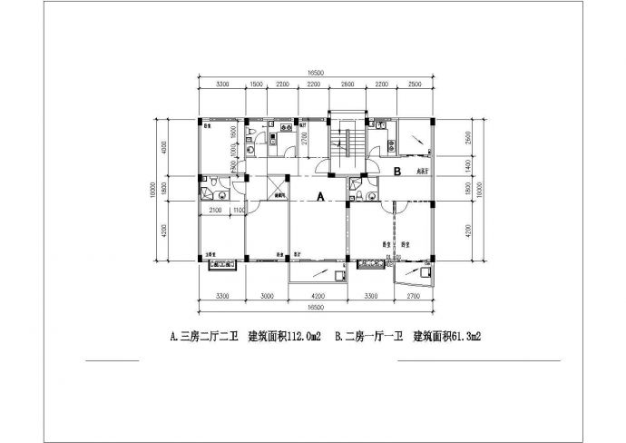 某地多层住宅户型公寓楼全套建筑施工设计cad图_图1