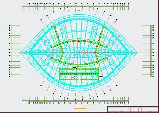 钢管桁架结构体育馆钢结构施工cad图，含钢结构设计说明-图二