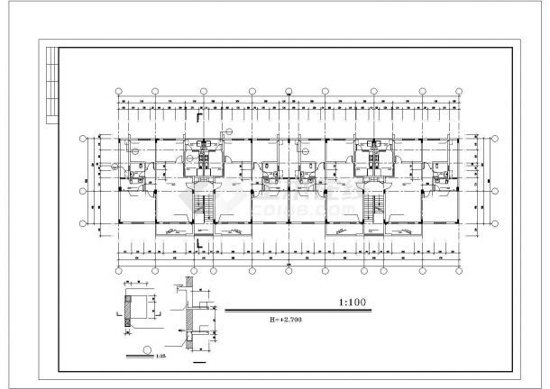 某多层框架结构大学生宿舍公寓楼设计cad全套建筑施工图（含设计说明，16张图）-图一