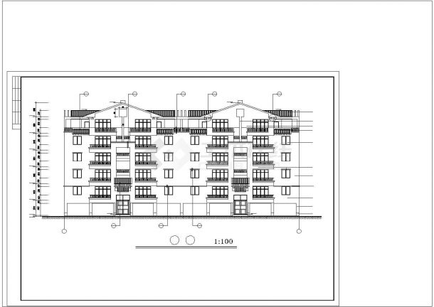 某多层框架结构大学生宿舍公寓楼设计cad全套建筑施工图（含设计说明，16张图）-图二