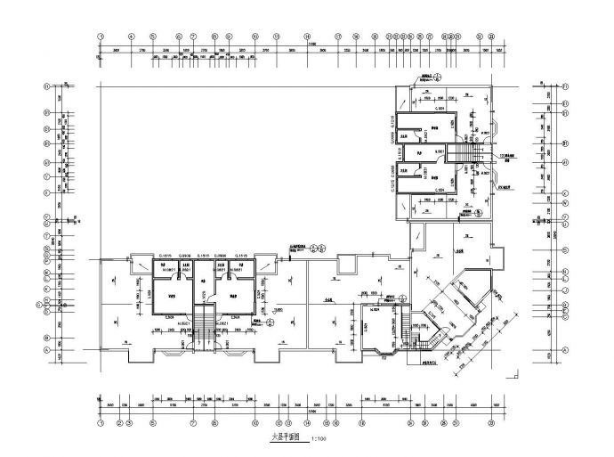 某高层住宅楼混合户型结构布置CAD大样图_图1
