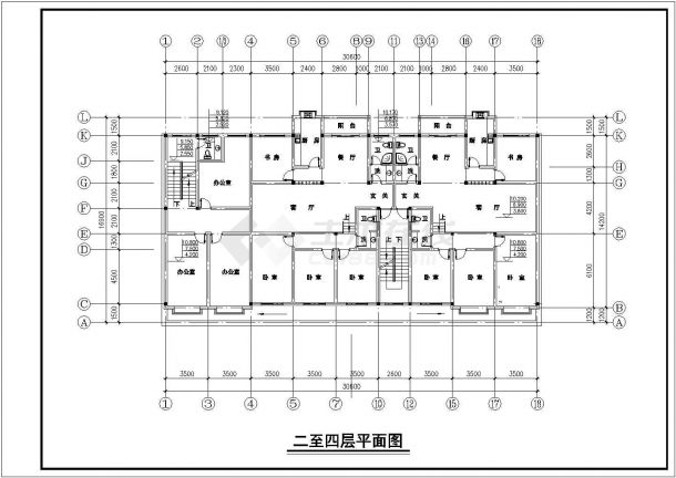 赤壁市某综合住宅楼方案图-图二