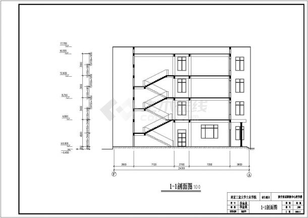 佛山市锦阳中学3400平米4层钢混框架结构教学楼建筑结构设计CAD图纸-图二