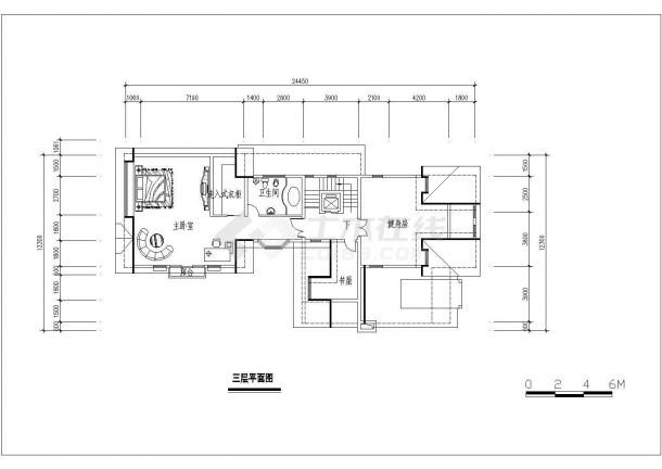 某三层框混结构现代风格别墅设计cad建筑方案图（含3栋设计）-图二