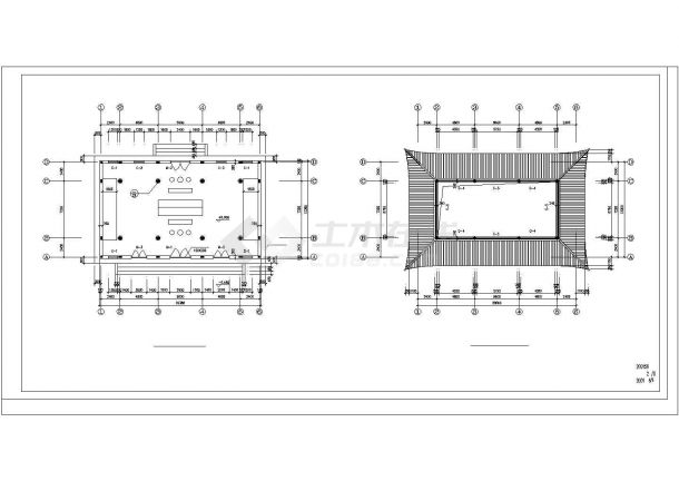 某景区古寺天王殿建筑设计施工CAD图纸-图一