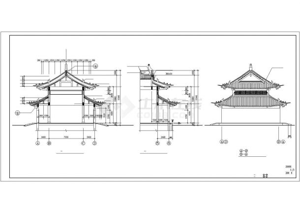 某景区古寺天王殿建筑设计施工CAD图纸-图二