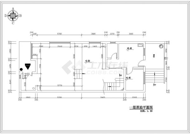 某三层框架结构私家别墅室内装修设计cad全套施工图-图二