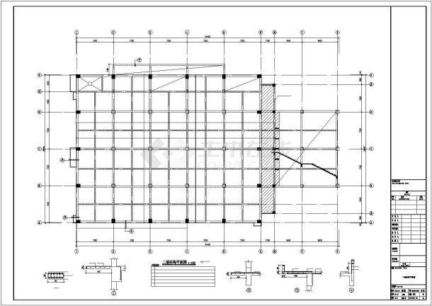 [安徽]地上二层空间网架屋面体育馆结构施工图-图一